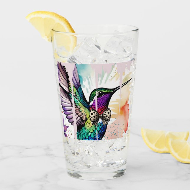 Brushstroke Bird Art Glas (Vorderseite Ice)