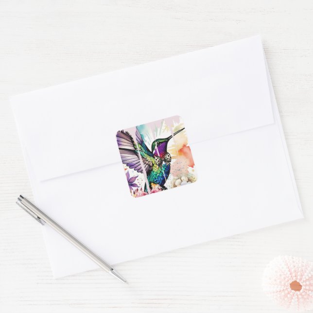 Brushstroke Bird Art Quadratischer Aufkleber (Umschlag)