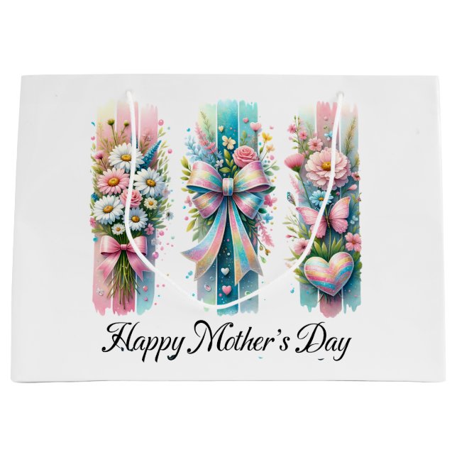 Brushstroke Coquette Bow Große Geschenktüte (Vorderseite)