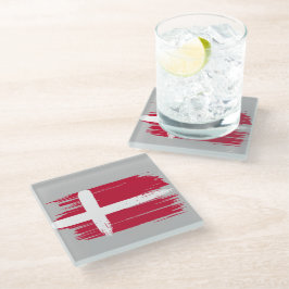 Brushstroke Dänemark Flag Glasuntersetzer