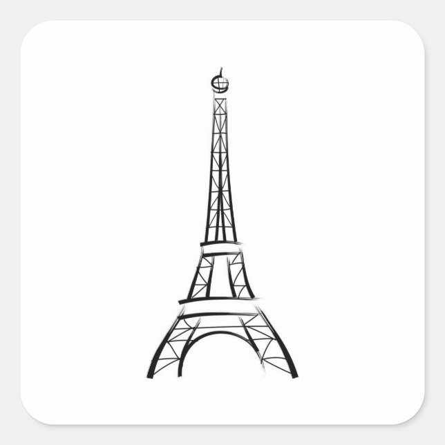 Brushstroke Eiffel Tower Quadratischer Aufkleber (Vorderseite)