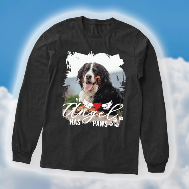 Brushstroke Foto Angel hat Paws Dog Memorial Tri-Blend Shirt (Von Creator hochgeladen)