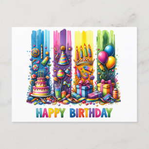 Brushstroke Happy Birthday Postkarte