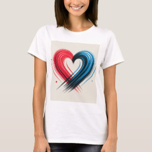 Brushstroke Heart - Red & Blue Artistic Liebe T-Sh T-Shirt