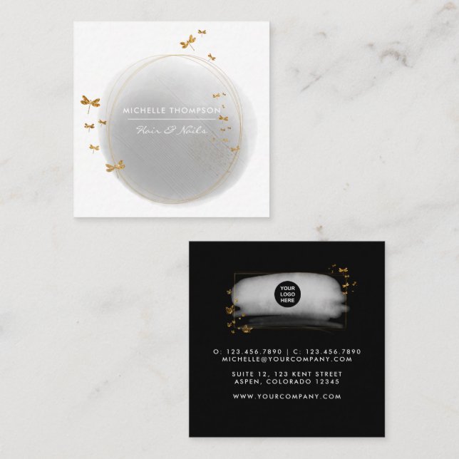 Brushstrokes Square Business Card Quadratische Visitenkarte (Vorne/Hinten)