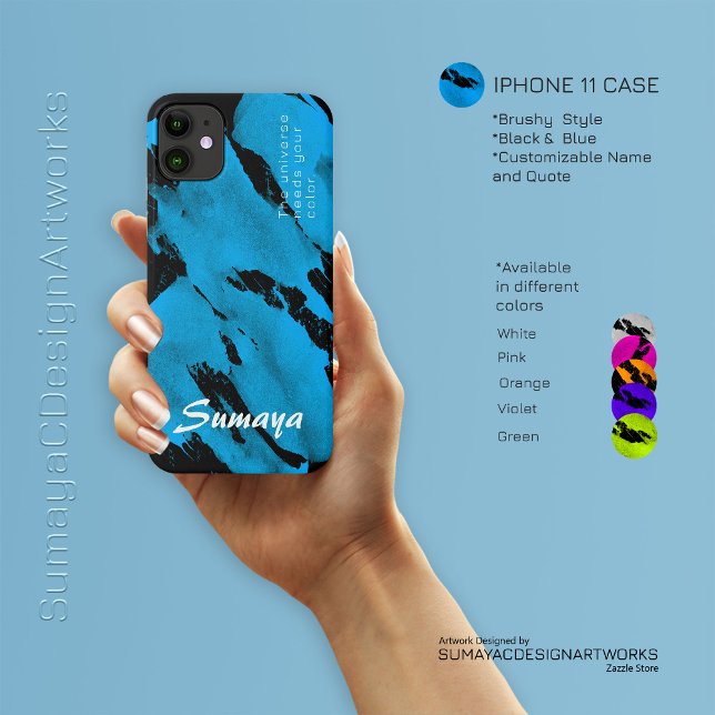 Brushy Black & Blue iPhone 11 Fall | Anpassbar Case-Mate iPhone Hülle (Brushy Black & Blue iPhone 11 Case | Customizable)