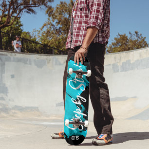 Brushy Cyan Black Skateboard