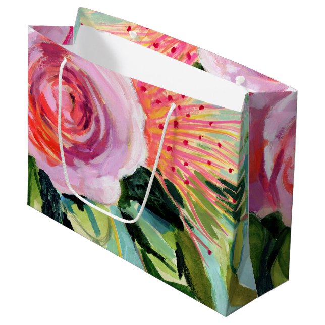 Brushy Floral I Große Geschenktüte (Vorderseite Schrägansicht)