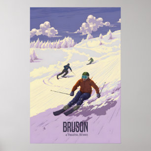 Bruson Schweiz Skigebiet Reiseplakat Poster