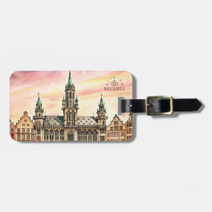 Brüssel Belgien Aquarell Grand Palace Gepäckanhänger