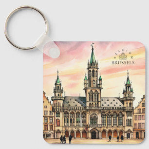 Brüssel Belgien Aquarell Grand Palace Schlüsselanhänger