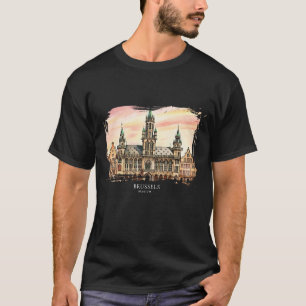 Brüssel Belgien Aquarell Grand Palace T-Shirt