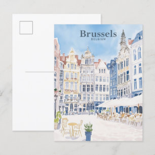 Brüssel Belgien Gouache-Malerei-Illustration Reise Postkarte