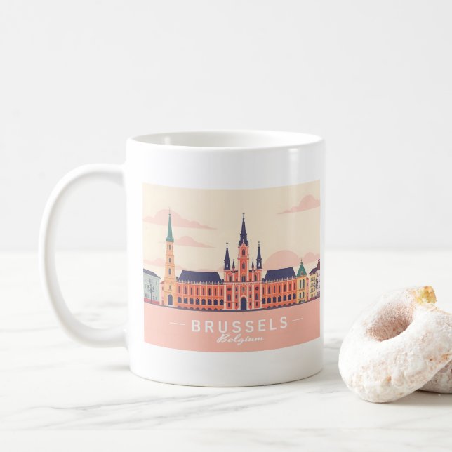 Brüssel Belgien Grand Place Pastel Travel Kaffeetasse (Mit Donut)