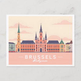 Brüssel Belgien Grand Place Pastel Travel Postkarte