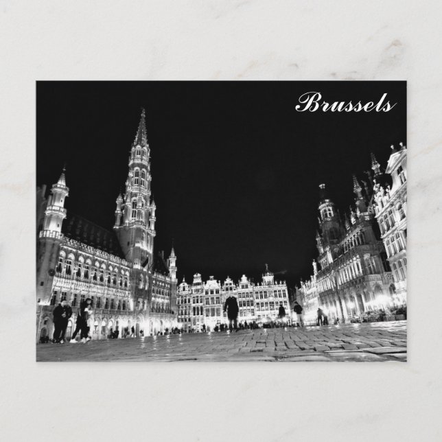 Brüssel Belgien Großer Platz bei Nacht Postkarte (Vorderseite)
