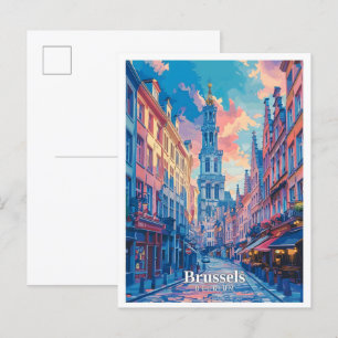 Brüssel Belgien Kunst Vintage Reise Postkarte