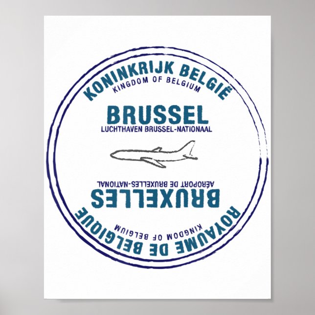 Brüssel Belgien Reisepass Briefmarke Urlaub Reisen Poster (Vorne)
