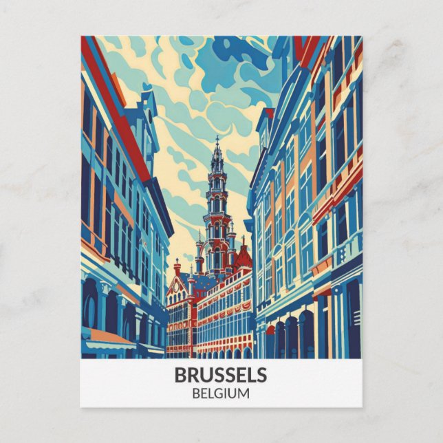 Brüssel Belgien Retro Artwork Travel Postkarte (Vorderseite)
