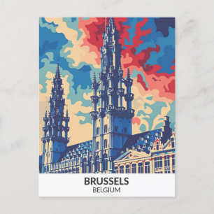 Brüssel Belgien Retro-Kunst Reise Postkarte