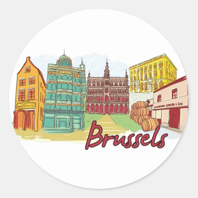 Brüssel Belgien Runder Aufkleber (Vorderseite)