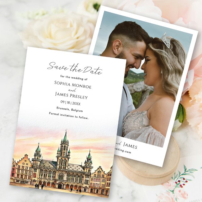 Brüssel Belgien Save the Date Hochzeit in Urlaubso (Brussels Belgium Save the Date Destination Wedding)