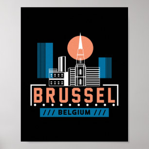 Brüssel Belgien Skyline Grafik Moderne Stadt Poster