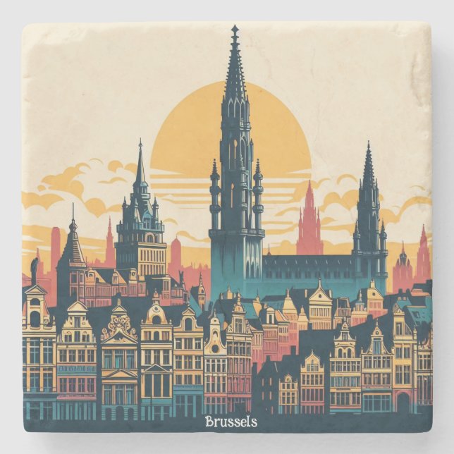 Brüssel, Belgien Stylist Steinuntersetzer (Vorderseite)