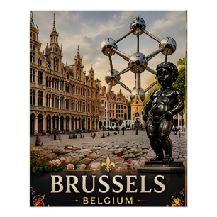 🧲 Brüssel Belgien Urlaubserinnerung zum Erinnern Poster