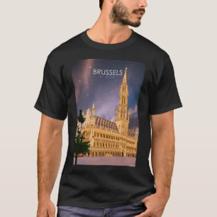 Brüssel Belgien Vintag Minimale Retro-Reisepost T-Shirt