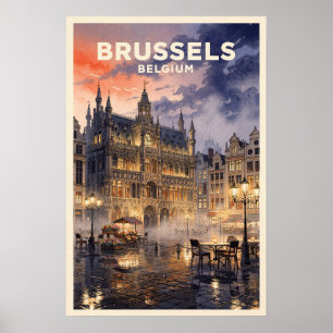 Brüssel Belgien Vintage Reise Poster