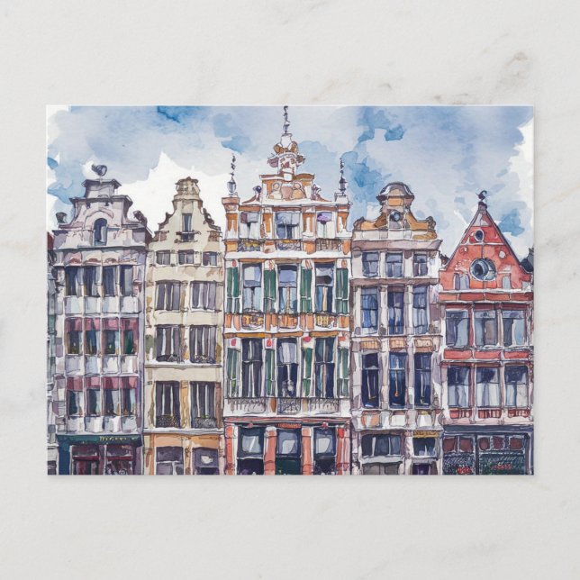 Brüssel Belgien Wasserfarbe Postkarte (Vorderseite)