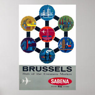 Brüssel Druck Belgien Kunst Sebena Reise Poste Poster