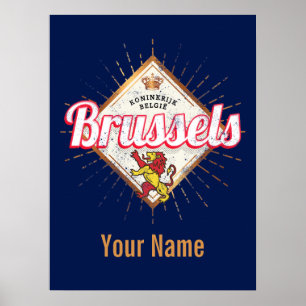 Brüssel Europa Hauptstadt Belgien Retro Lion Vinta Poster