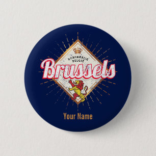 Brüssel Europa Hauptstadt Belgien Retro Löwe Vinta Button