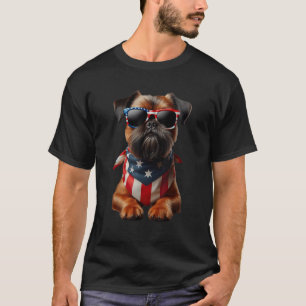Brüssel Griffon Dog 4. Juli American Independence T-Shirt