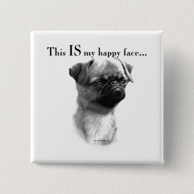 Brüssel Griffon Happy Face Button (Vorderseite)