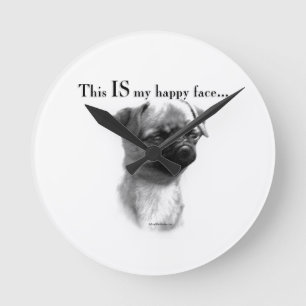 Brüssel Griffon Happy Face Runde Wanduhr