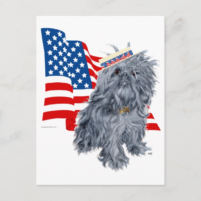 Brüssel Griffon Patriotic Postkarte (Vorderseite)