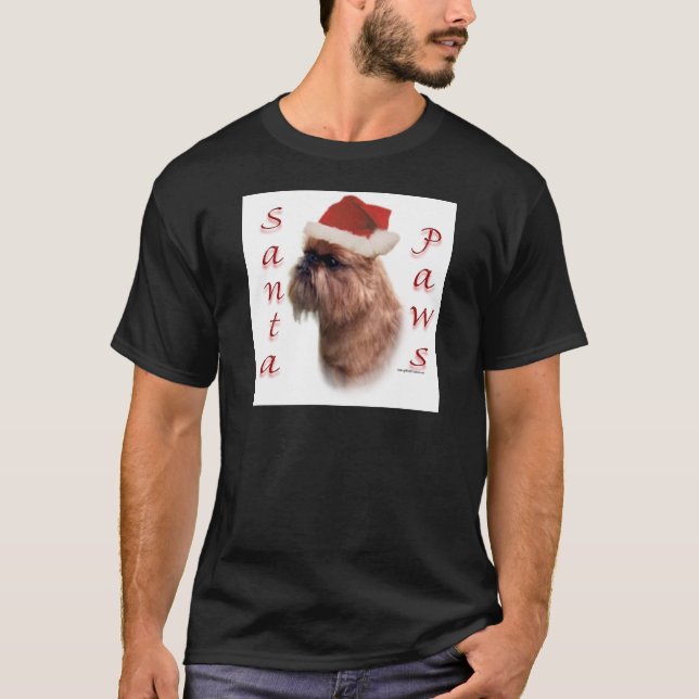 Brüssel Griffon Santa Paws T-Shirt (Vorderseite)