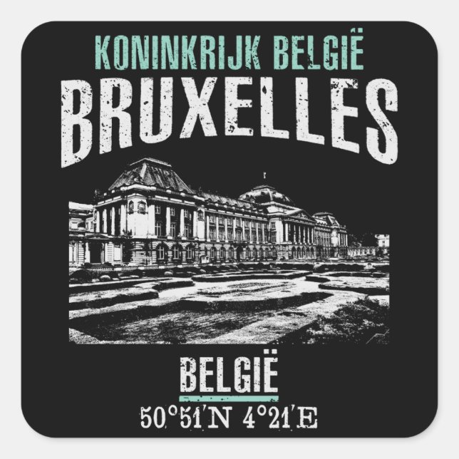 Brüssel Quadratischer Aufkleber (Vorderseite)