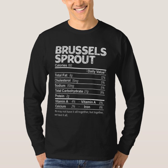 Brüssel Sprout Nutrition Fakten Erntedank Food T-Shirt (Vorderseite)