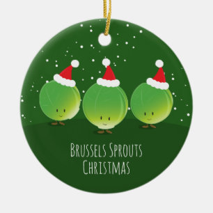 Brüssel Sprouts Weihnachtsmannmütze Grüne Ernä Keramik Ornament