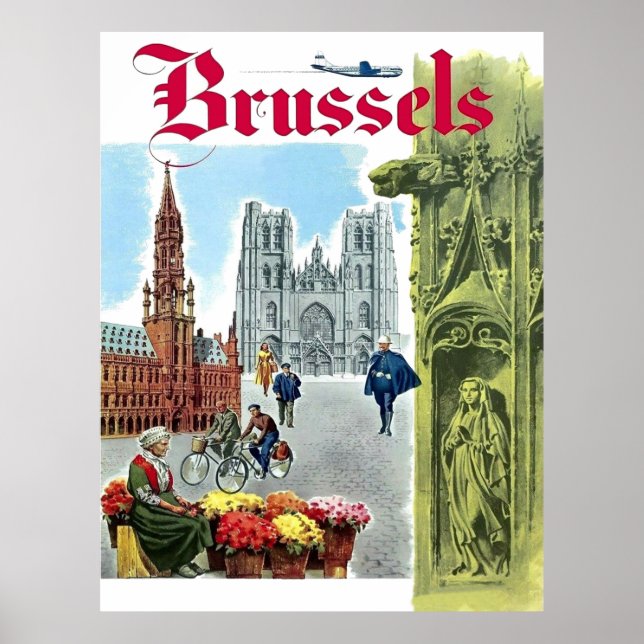 Brüssel, Stadtzentrum, Belgien. Vintage Poster (Vorne)