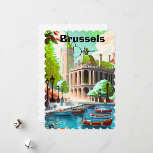 Brüssel Travel Art Postkarte, Belgien Travel Art,  Feiertagskarte