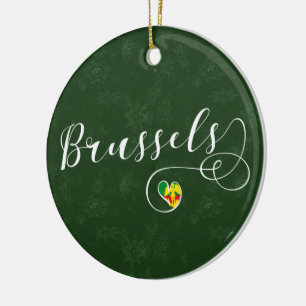 Brüsseler Flagge im Herzen Keramik Ornament