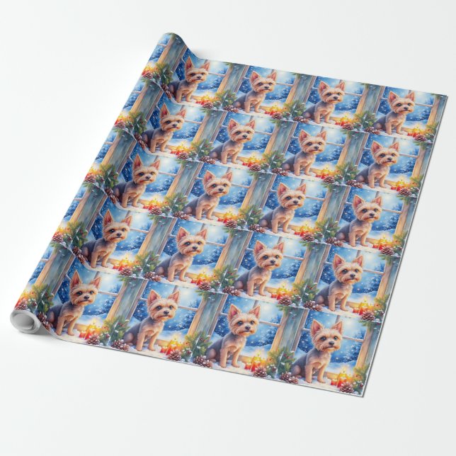 Brüsseler Griffon-Frost-Fenster-Weihnachtskunst Geschenkpapier (Ungerollt)