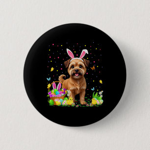 Brüsseler Griffon-Hund Ostereier-Suche Hasenohren Button