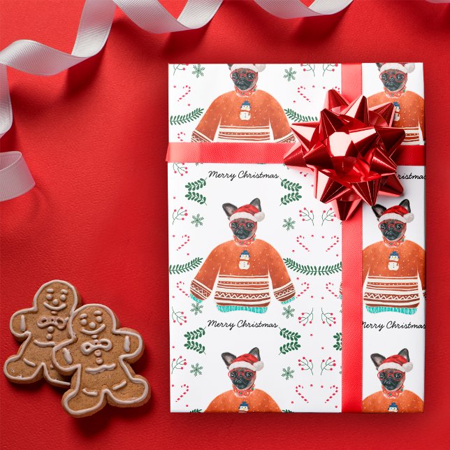 Brüsseler Hund trägt Weihnachts-Sweater-Festival Geschenkpapier (Von Creator hochgeladen)