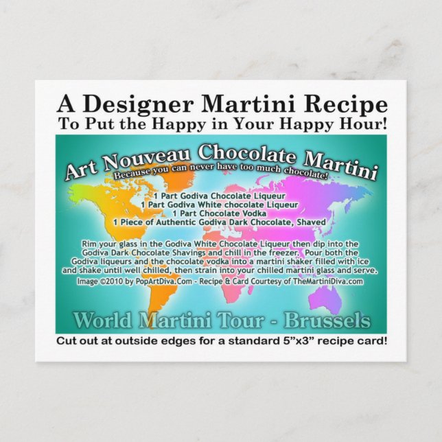 Brussels Art Nouveau Chocolate Martini Rezept Card Postkarte (Vorderseite)